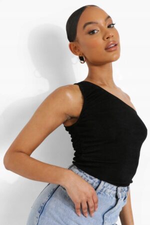 X1A112*BOOHOO CZARNE BODY ASYMETRYCZNA XL 42 A00 - obrazek 3