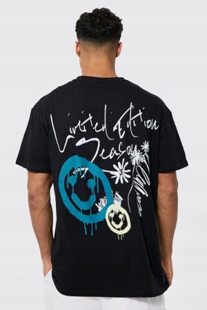 X6A006 BOOHOO MAN CZARNY T-SHIRT Z NADRUKIEM M M - obrazek 2