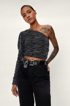 M2D212 NASTY GAL ASYMETRYCZNY TOP POŁYSKUJĄCY 46
