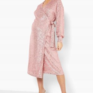 M2G110 BOOHOO MATERNITY SUKIENKA MIDI CEKINY 36