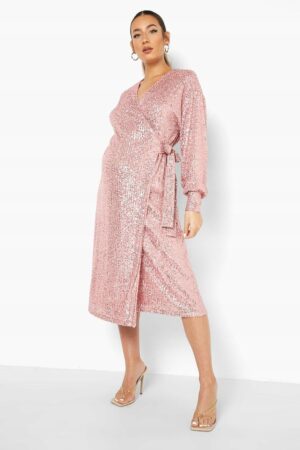 M2G110 BOOHOO MATERNITY SUKIENKA MIDI CEKINY 36