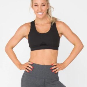 X5D116 TONED CZARNY BIUSTONOSZ TOP SPORTOWY FITNESS S