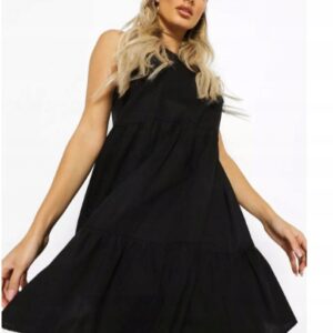 M2F307 BOOHOO SUKIENKA CZARNA TRAPEZOWA MINI 40