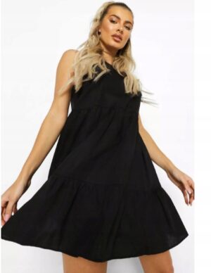 M2F307 BOOHOO SUKIENKA CZARNA TRAPEZOWA MINI 40