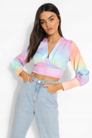 X7F304 BOOHOO BLUZKA DAMSKA KRÓTKA OMBRE 44 XXL