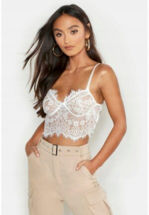 X9C307 BOOHOO BIAŁY DAMSKI KORONKOWY TOP BRALET 38