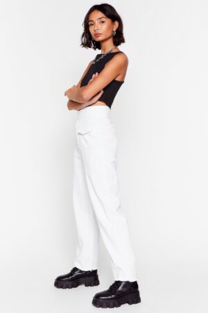 Z8B313 BIAŁE SPODNIE JEANSOWE Z WYSOKIM STANEM ASYMETRYCZNE NASTY GAL M - obrazek 4