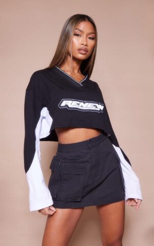 X6G213 PRETTYLITTLETHING SPÓDNICA CZARNA NA ZAMEK PROSTA MINI 34 - obrazek 2
