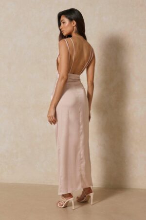 X2D308 MISSPAP SUKIENKA SATYNOWA MAXI NUDE 42 XL XL - obrazek 2