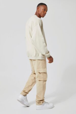 X3E011 BOOHOO MAN BEŻOWA BLUZA SPORTOWA NADRUK 36 S S - obrazek 2