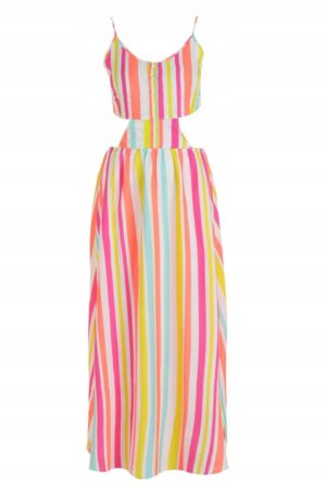 Z4G005 LETNIA SUKIENKA MAXI W PASKI Z WYCIĘCIAMI BOOHOO TALL 36 - obrazek 2