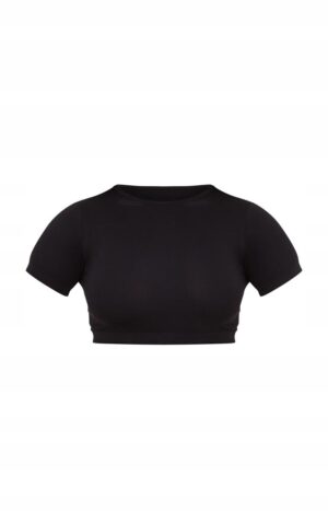 M5D116 PLT KRÓTKI OBCISŁY CZARNY DAMASKI T-SHIRT XS - obrazek 3