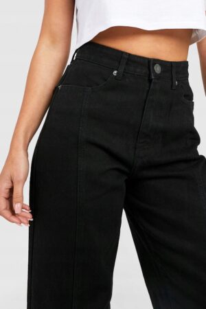 M0A026 NASTY GAL CZARNE DAMSKIE JEANSY WIDE LEG Z PRZESZYCIAMI XXS 32 - obrazek 3