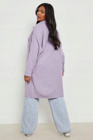 X6A018 BOOHOO PLUS SIZE DŁUGA KOSZULA FIOLETOWA NA ZATRZASKI 7XL - obrazek 4