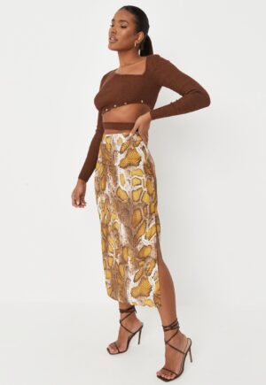 M5D211 MISSGUIDED SPÓDNICA PROSTA WZORZYSTA NA ZAMEK MIDI 38 - obrazek 2