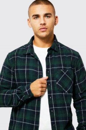 X3B212 BOOHOO MĘSKA KOSZULA FLANELOWA W KRATKĘ M - obrazek 3