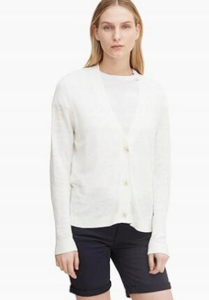 X2D306 TOM TAILOR BIAŁY SWETER KARDIGAN DAMSKI ROZPINANY M