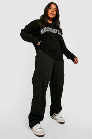 Z4E014 BOOHOO PLUS DAMSKI KLASYCZNY SWETER Z NAPISEM 46 3XL