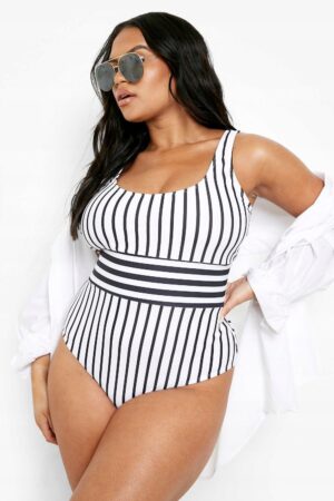 X9D301 BOOHOO PLUS STRÓJ KĄPIELOWY PASKI 48 4XL - obrazek 4