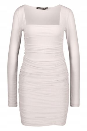X7B304 BOOHOO DRAPOWANA SUKIENKA MINI NUDE 36 S - obrazek 2